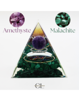 Orgonite pyramide Amethyste  Malachite Métatron