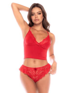Ensemble 2 pièces rouge dentelle élégance classique – Mapalé