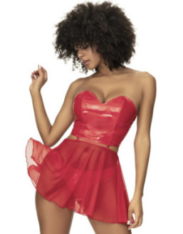 Ensemble lingerie Deux Pièces "Wet Look" Rouge 