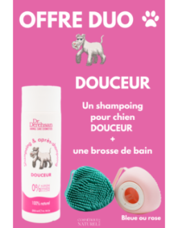 Shampoing pour chien 200ml  brosse de bain - OFFRE DUO - Douceur