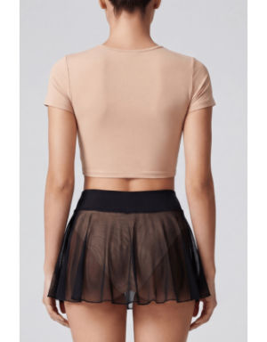 Mini jupe noire en résille transparente Stella