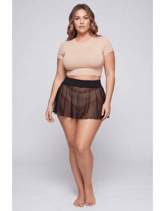 Mini jupe noire en résille transparente Stella