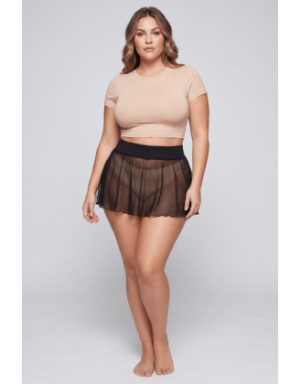 Mini jupe noire en résille transparente Stella