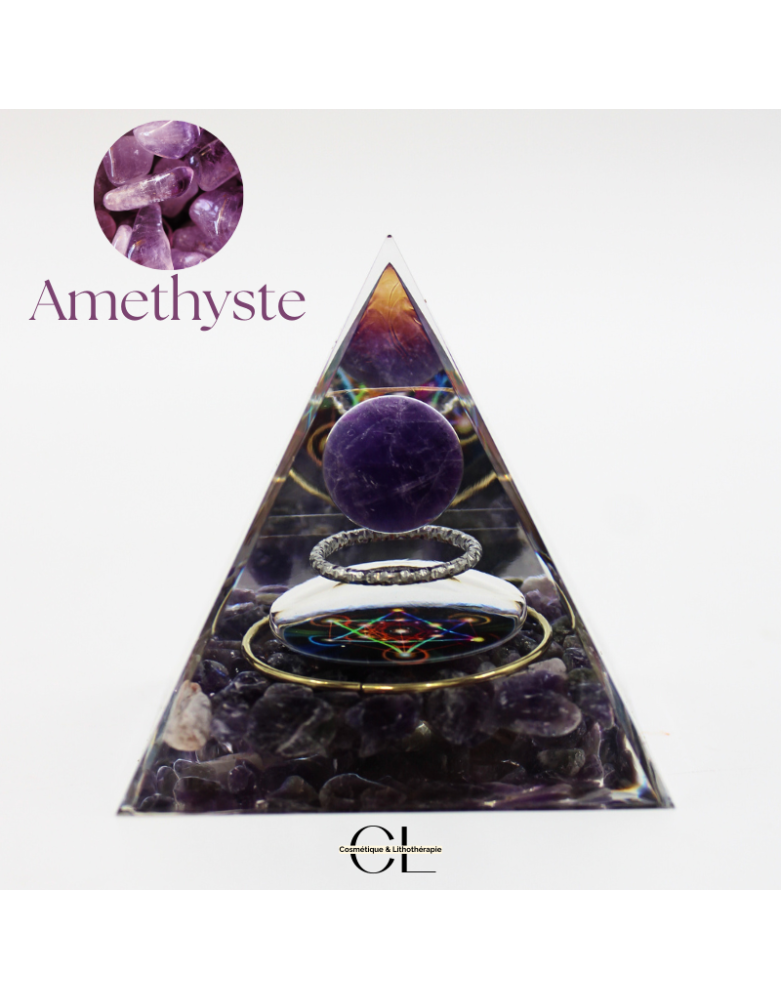 Orgonite pyramide Amethyste Métatron