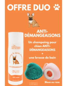 Shampoing pour chien 200ml  brosse de bain - OFFRE DUO - ANTI-DÉMANGEAISONS