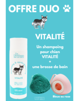 Shampoing pour chien 200ml  brosse de bain - OFFRE DUO - VITALITÉ