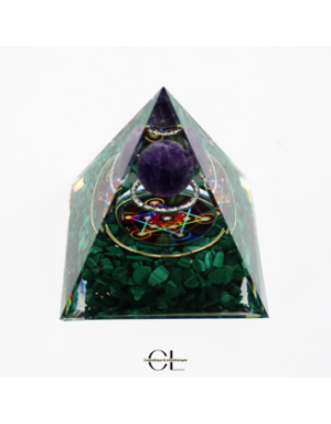 Orgonite pyramide Amethyste  Malachite Métatron