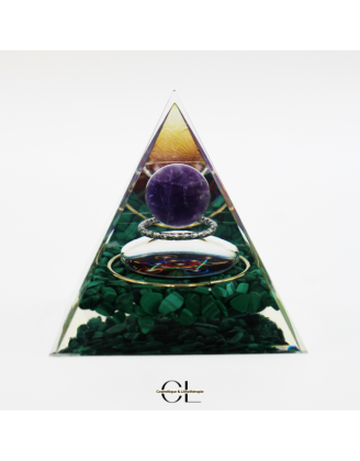 Orgonite pyramide Amethyste  Malachite Métatron