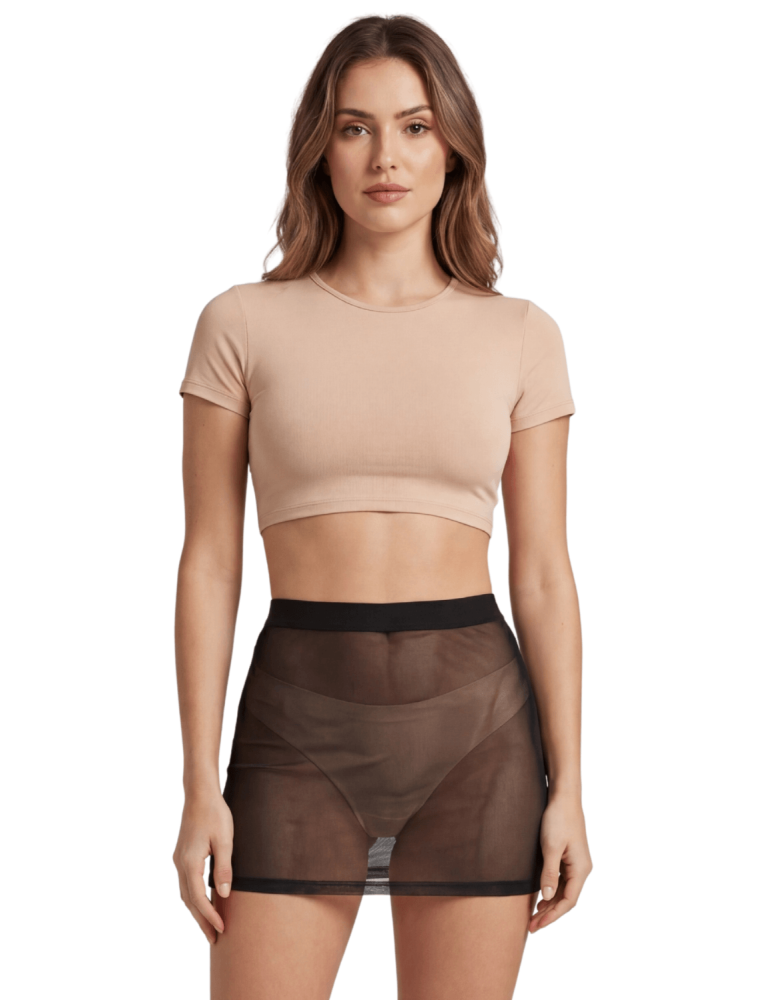 Jupe noire en résille transparente Maya