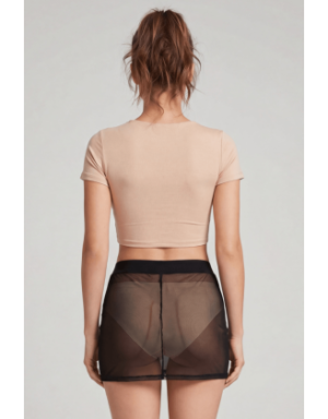 Jupe noire en résille transparente Maya