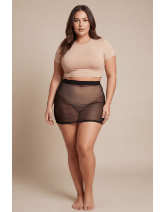 Jupe noire en résille transparente Maya