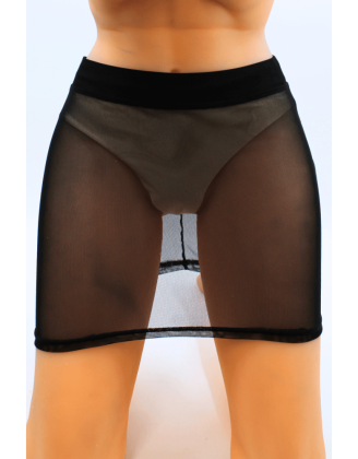 Jupe noire en résille transparente Maya