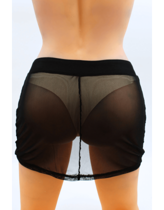 Jupe noire en résille transparente Maya