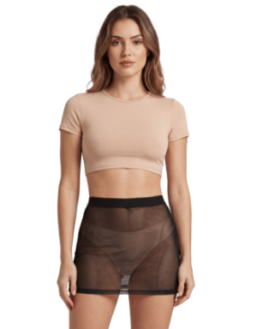 Jupe noire en résille transparente Maya