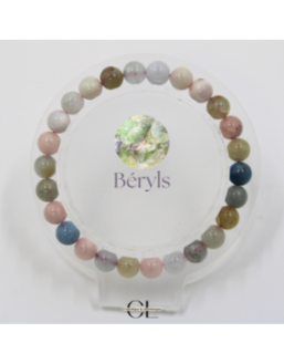 Bracelet en pierres naturelles Béryls Aigue marine et Morganite A 7mm