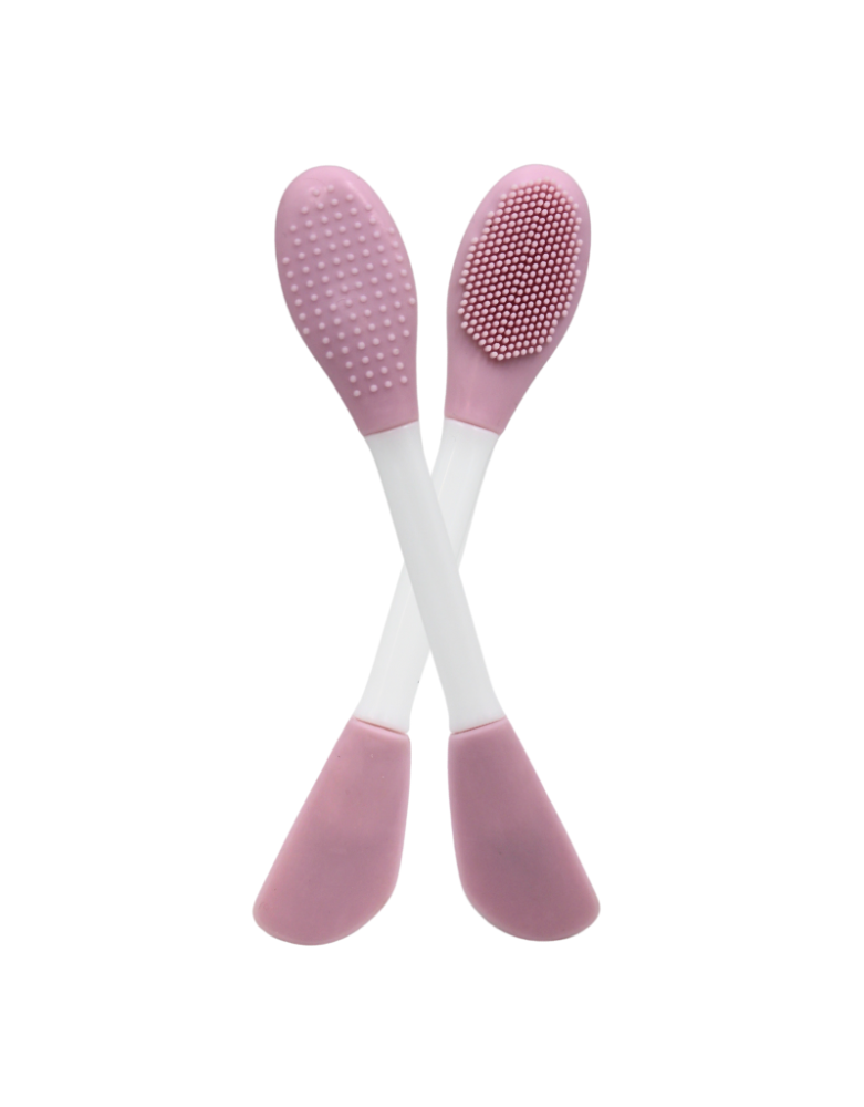Spatule  brosse visage à double face rose