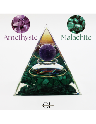 Orgonite pyramide Amethyste  Malachite Métatron
