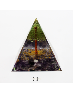 Orgonite pyramide Amethyste et Péridot Arbre de Vie